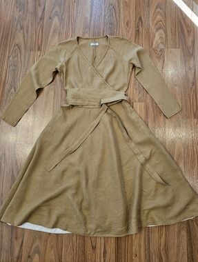 Handsewn Heavyweight Midi Linen Wrap Style Dress Made By VisibleArt On Etsy S: M